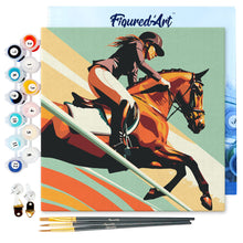 Charger l'image dans la galerie, Mini Peinture par Numéros 20x20cm avec cadre Affiche sportive Equitation