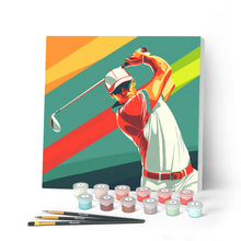 Charger l'image dans la galerie, Mini Peinture par Numéros 20x20cm avec cadre Affiche sportive Golf