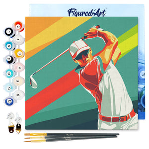 Mini Peinture par Numéros 20x20cm avec cadre Affiche sportive Golf