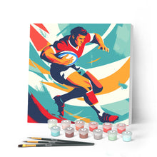 Charger l'image dans la galerie, Mini Peinture par Numéros 20x20cm avec cadre Affiche sportive Rugby