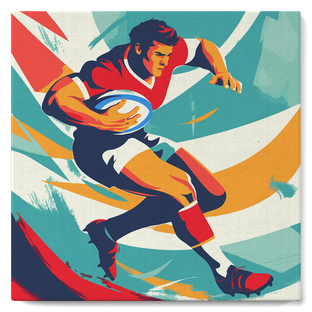 Mini Peinture par Numéros 20x20cm avec cadre Affiche sportive Rugby