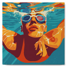 Charger l&#39;image dans la galerie, Mini Peinture par Numéros 20x20cm avec cadre Affiche sportive Natation