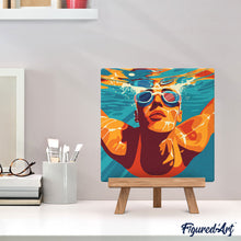 Charger l&#39;image dans la galerie, Mini Peinture par Numéros 20x20cm avec cadre Affiche sportive Natation