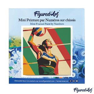 Mini Peinture par Numéros 20x20cm avec cadre Affiche sportive Volley