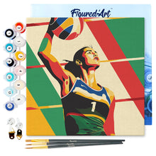 Charger l'image dans la galerie, Mini Peinture par Numéros 20x20cm avec cadre Affiche sportive Volley