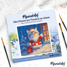 Charger l'image dans la galerie, Mini Peinture par Numéros 20x20cm avec cadre Chat Père Noël