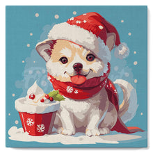 Charger l'image dans la galerie, Mini Peinture par Numéros 20x20cm avec cadre Chiot de Noël