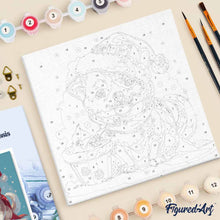 Charger l'image dans la galerie, Mini Peinture par Numéros 20x20cm avec cadre Chiot de Noël