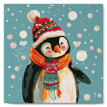 Charger l'image dans la galerie, Mini Peinture par Numéros 20x20cm avec cadre Pingouin Heureux