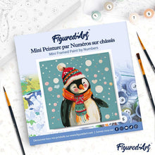 Charger l'image dans la galerie, Mini Peinture par Numéros 20x20cm avec cadre Pingouin Heureux