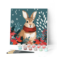 Charger l'image dans la galerie, Mini Peinture par Numéros 20x20cm avec cadre Lapin de Noël