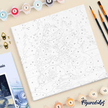 Charger l'image dans la galerie, Mini Peinture par Numéros 20x20cm avec cadre Garçon et Bonhomme de Neige