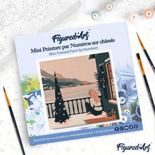 Charger l'image dans la galerie, Mini Peinture par Numéros 20x20cm avec cadre Femme et lac en hiver