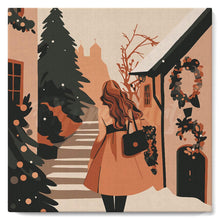 Charger l'image dans la galerie, Mini Peinture par Numéros 20x20cm avec cadre Femme dans un village festif