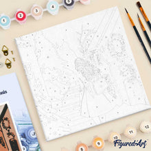 Charger l'image dans la galerie, Mini Peinture par Numéros 20x20cm avec cadre Femme dans un village festif