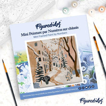 Charger l'image dans la galerie, Mini Peinture par Numéros 20x20cm avec cadre Village Enneigé