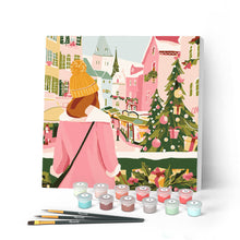 Charger l'image dans la galerie, Mini Peinture par Numéros 20x20cm avec cadre Jeune Femme au balcon