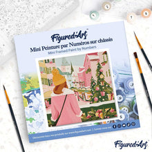 Charger l'image dans la galerie, Mini Peinture par Numéros 20x20cm avec cadre Jeune Femme au balcon