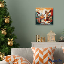 Charger l'image dans la galerie, Mini Peinture par Numéros 20x20cm avec cadre Église de Village Ensoleillé