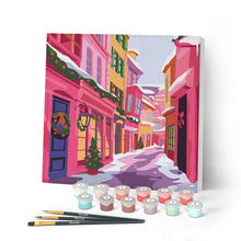 Charger l'image dans la galerie, Mini Peinture par Numéros 20x20cm avec cadre Allée de Noël colorée