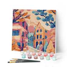 Charger l'image dans la galerie, Mini Peinture par Numéros 20x20cm avec cadre Belle ville enneigée