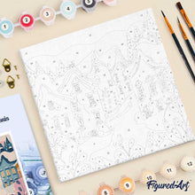 Charger l'image dans la galerie, Mini Peinture par Numéros 20x20cm avec cadre Beau village d'hiver