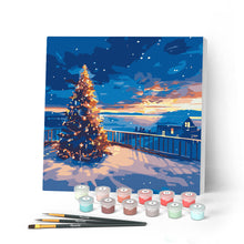 Charger l'image dans la galerie, Mini Peinture par Numéros 20x20cm avec cadre Coucher de Soleil de Noël Scintillant