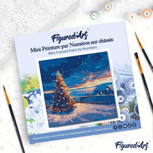 Charger l'image dans la galerie, Mini Peinture par Numéros 20x20cm avec cadre Coucher de Soleil de Noël Scintillant