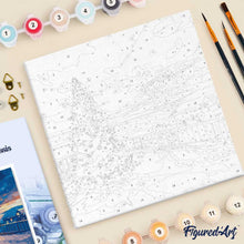 Charger l'image dans la galerie, Mini Peinture par Numéros 20x20cm avec cadre Coucher de Soleil de Noël Scintillant