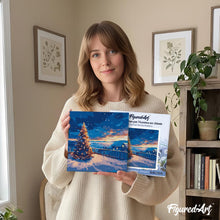 Charger l'image dans la galerie, Mini Peinture par Numéros 20x20cm avec cadre Coucher de Soleil de Noël Scintillant