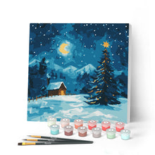 Charger l'image dans la galerie, Mini Peinture par Numéros 20x20cm avec cadre Nuit Étoilée à Noël