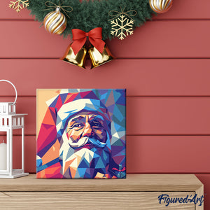 Mini Peinture par Numéros 20x20cm avec cadre Père Noël Polygone