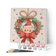 Charger l'image dans la galerie, Mini Peinture par Numéros 20x20cm avec cadre Ours avec Couronne de Noël