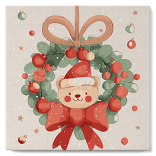Charger l'image dans la galerie, Mini Peinture par Numéros 20x20cm avec cadre Ours avec Couronne de Noël