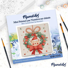 Charger l'image dans la galerie, Mini Peinture par Numéros 20x20cm avec cadre Ours avec Couronne de Noël