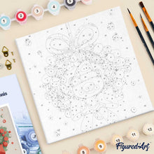 Charger l'image dans la galerie, Mini Peinture par Numéros 20x20cm avec cadre Ours avec Couronne de Noël