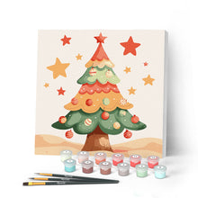 Charger l'image dans la galerie, Mini Peinture par Numéros 20x20cm avec cadre Joli Sapin de Noël