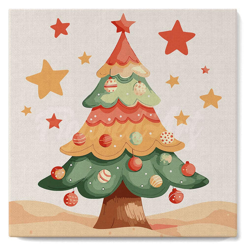 Mini Peinture par Numéros 20x20cm avec cadre Joli Sapin de Noël