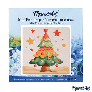 Mini Peinture par Numéros 20x20cm avec cadre Joli Sapin de Noël