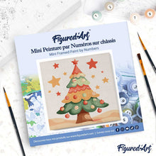 Charger l'image dans la galerie, Mini Peinture par Numéros 20x20cm avec cadre Joli Sapin de Noël