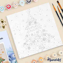 Charger l'image dans la galerie, Mini Peinture par Numéros 20x20cm avec cadre Joli Sapin de Noël