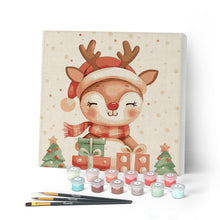 Charger l'image dans la galerie, Mini Peinture par Numéros 20x20cm avec cadre Renne Festif
