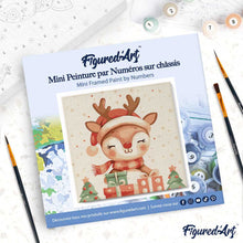 Charger l'image dans la galerie, Mini Peinture par Numéros 20x20cm avec cadre Renne Festif