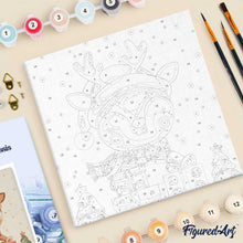 Charger l'image dans la galerie, Mini Peinture par Numéros 20x20cm avec cadre Renne Festif