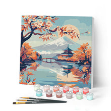 Charger l'image dans la galerie, Mini Peinture par Numéros 20x20cm avec cadre Lac et Mont Fuji