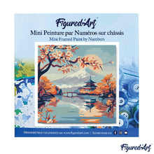 Charger l&#39;image dans la galerie, Mini Peinture par Numéros 20x20cm avec cadre Lac et Mont Fuji