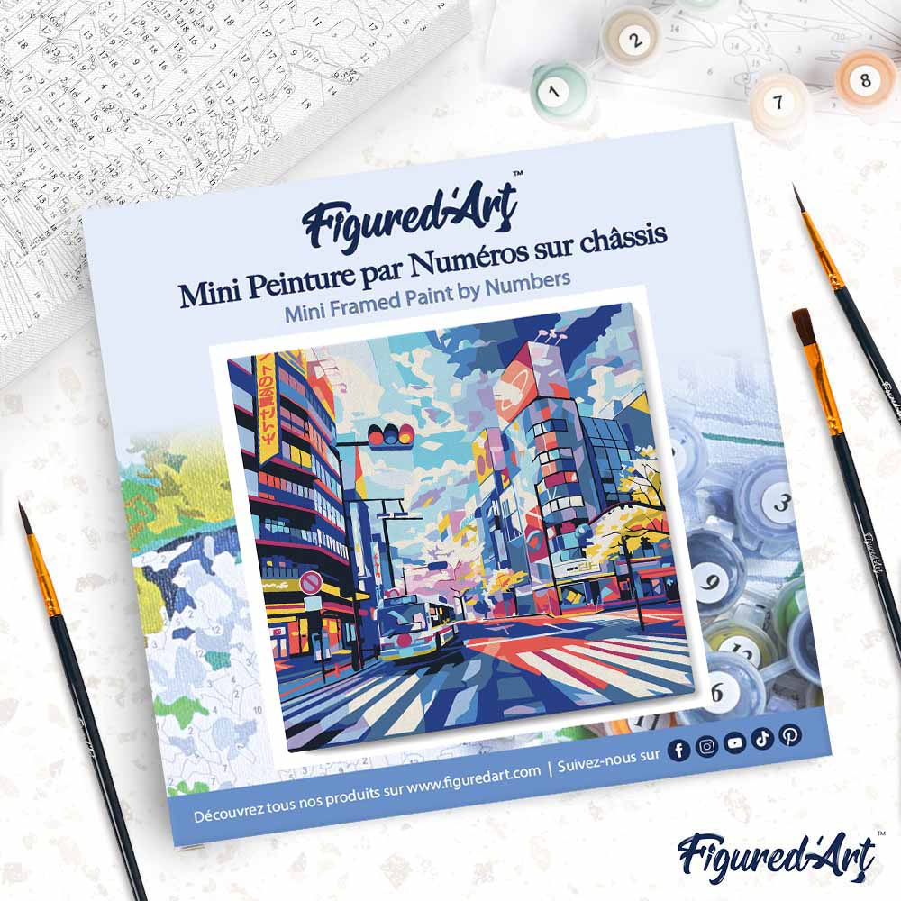 Mini Peinture par Numéros 20x20cm avec cadre Shibuya Pop Art