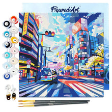 Charger l&#39;image dans la galerie, Mini Peinture par Numéros 20x20cm avec cadre Shibuya Pop Art