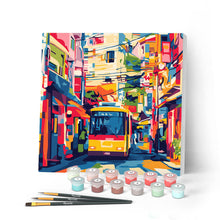 Charger l'image dans la galerie, Mini Peinture par Numéros 20x20cm avec cadre Bus de la Ville de Tokyo