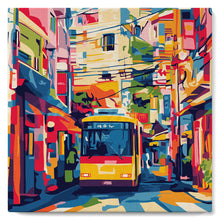 Charger l&#39;image dans la galerie, Mini Peinture par Numéros 20x20cm avec cadre Bus de la Ville de Tokyo